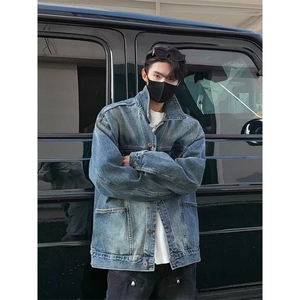 得物二开 美式水洗做旧牛仔外套男复古显瘦夹克牛仔衣JK1291-P72图片