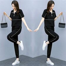 中老年妈妈两件套薄款女时尚夏季冰丝洋气减龄宽松显瘦运动服套装，女装套装/套裙，凝聚力