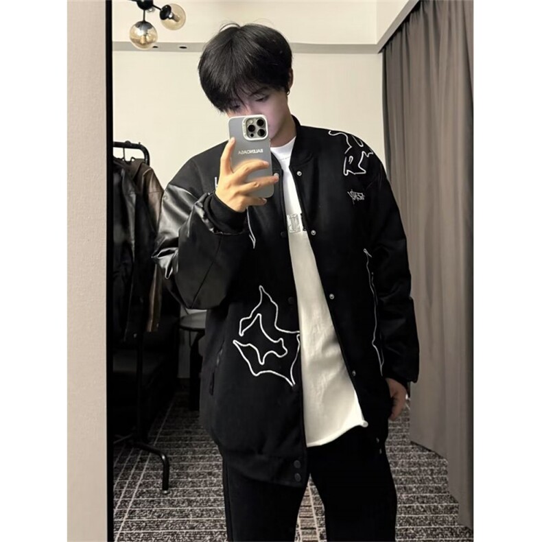 夹棉外套男韩版潮流高街帅保暖拼色2024冬季JJ61-P78,男装夹克,星座1109-3