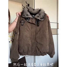 杭州工厂复古毛领十字架座山雕棉服外套夹克冬季棉衣NB313P110，男装夹克，电商D256