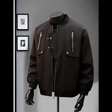 开春纯色男棒球风夹克宽松圆领工装休闲夹克外套JK3212-P80，男装夹克，电商A128