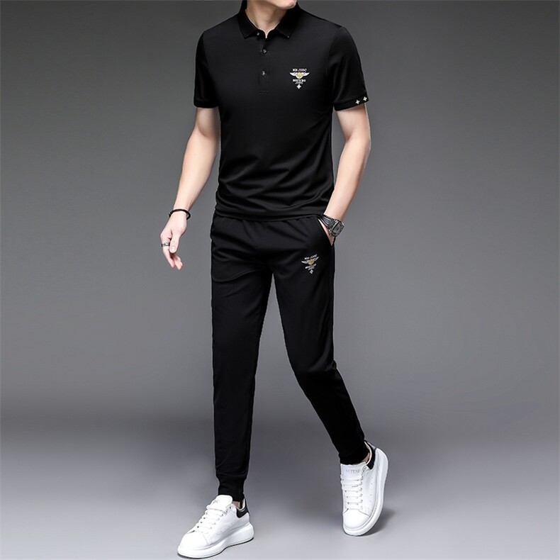 高档男装男生套装夏季潮流衣服韩版短袖T恤2023新款衣服帅气男装,男装休闲套装,电商B212（原钱塘6029）