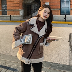 冬季新款帅气机车皮毛一体棉服190F2255P185K268，女装毛呢外套，2B190