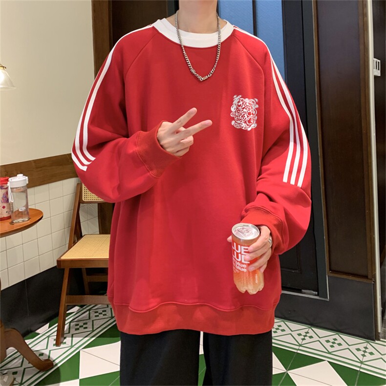 美式三杠条纹复圆领卫衣秋冬男女宽松长袖SW2483-P45控6850棉,男装卫衣,电商B370