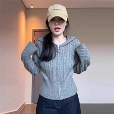 2025年秋季时尚百搭提前简约休闲麻花百搭显瘦针织外套，女装针织衫/毛衣，千御纺羊绒