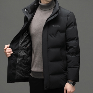 冬季新款男士立领羽绒服2022中年休闲男装加厚保暖白鸭绒外套上衣图片