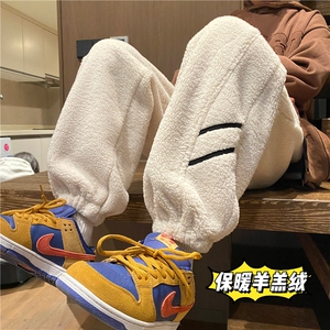 港风冬季新款保暖羊羔绒休闲宽松束脚卫裤B315-K23530-p65控88图片