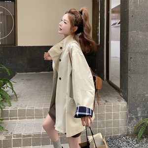 英伦风浅卡其色风衣外套女2025早秋新款高级小众巨好看中长款大衣图片