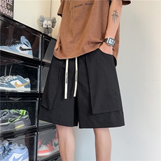 夏季新款工装大口袋设计感宽松泡泡格短裤B315-K25551-特p25控48，男装牛仔裤，电商B315