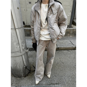 美式毛领哈灵顿夹克棉服冬季短款高级感外套工装立领棉衣JM6062