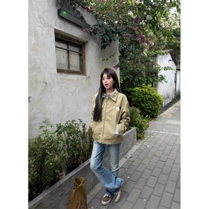 初秋季穿搭字母刺绣工装夹克巴恩风外套男女潮别致情侣GAA214 P90图片