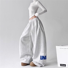 港风春款男女休闲卫裤阔腿拖地字母印花长裤H8097P43，男装休闲裤，星座1013-1