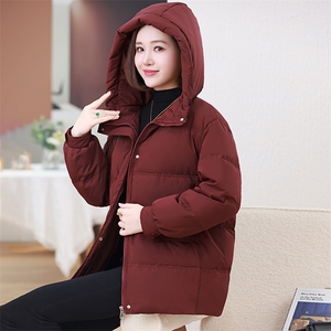 时尚百搭显瘦保暖棉服女冬季新款韩版宽松连帽加厚外套图片