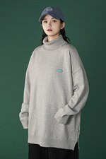 秋季新款百搭休闲套头毛衣纯色高领针织衫潮牌中性风A125-058-P50图片