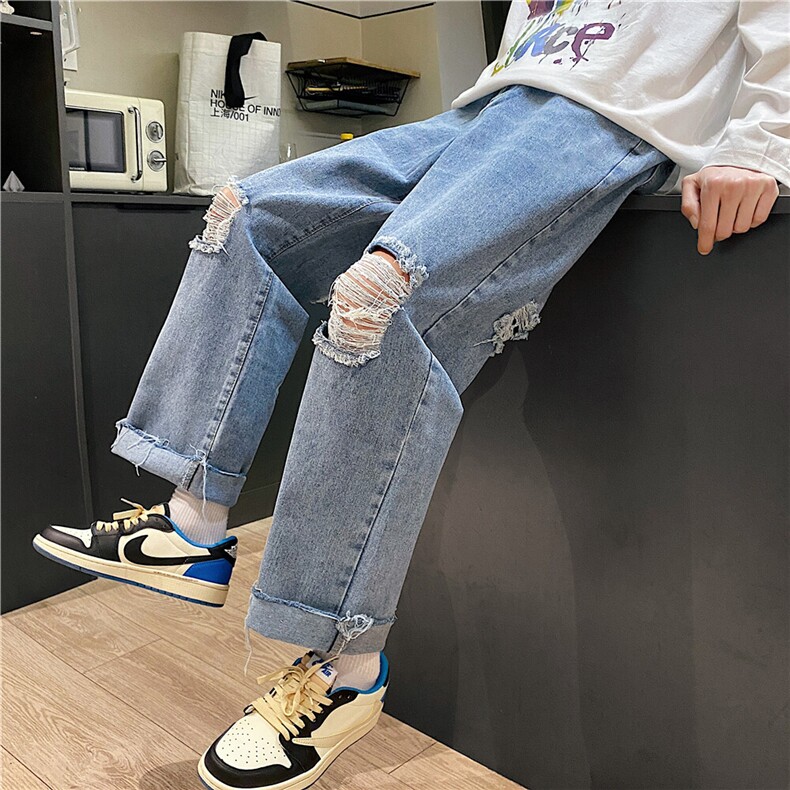 k707-p48-控68破洞牛仔在高阶宽松大码牛仔裤cityboy,男装牛仔裤,星座116