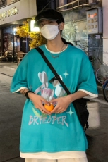 港风油画郁金香创意印花夏季重磅落肩袖短袖t恤B239-1253-P28，男装T恤，星座514-2(原B239)