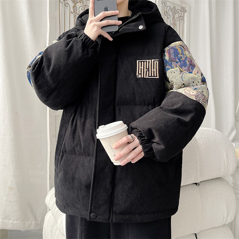 2025冬季新款旋律风车大码绣花小熊棉衣M-5XHM23927-特P105,男装棉衣,电商A022
