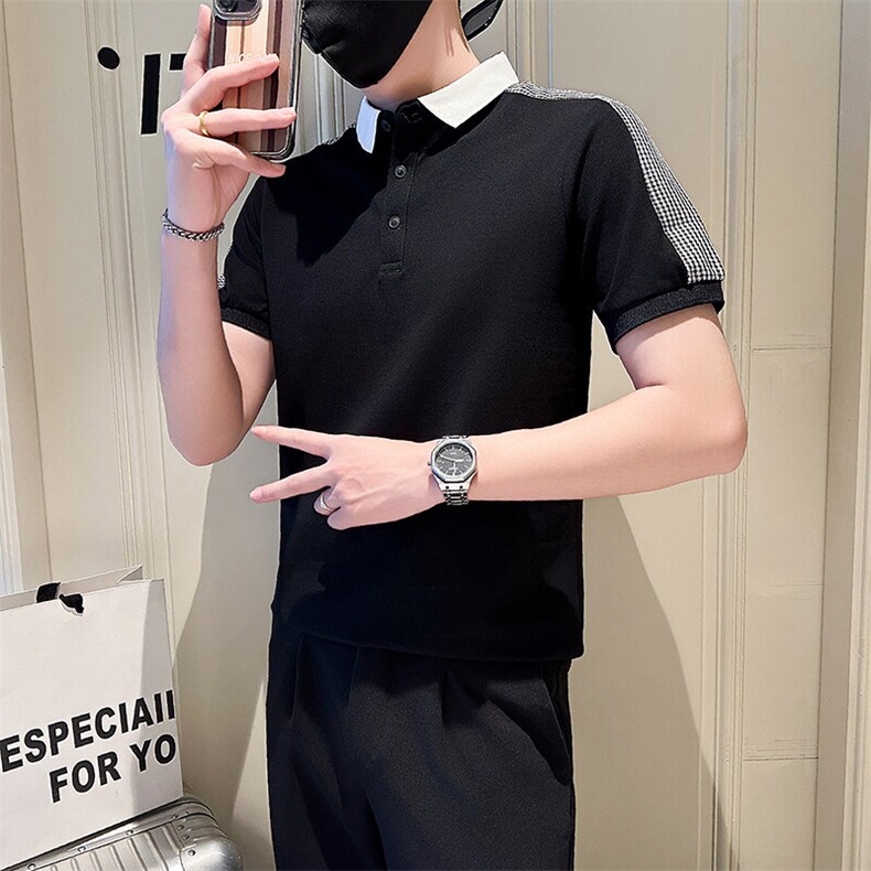 店主风社会小伙男士拼接翻领POLO衫男T恤上衣301A-1/PL110/P55,男装T恤,星座301A-1