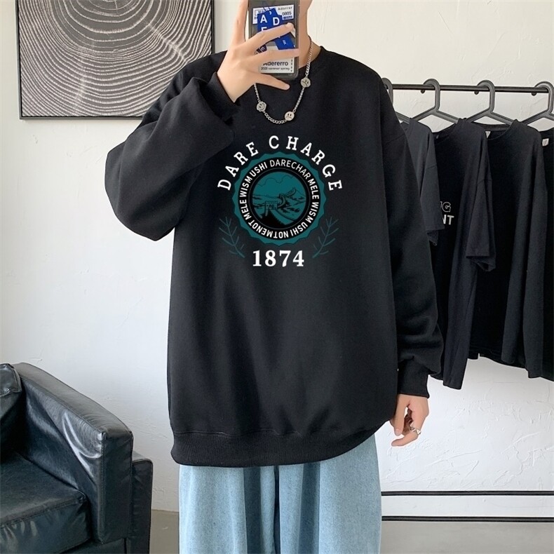 Y2478P38主推2024秋季ins潮男士潮趣印花卫衣时尚圆领宽松上衣,男装卫衣,星座510A-1