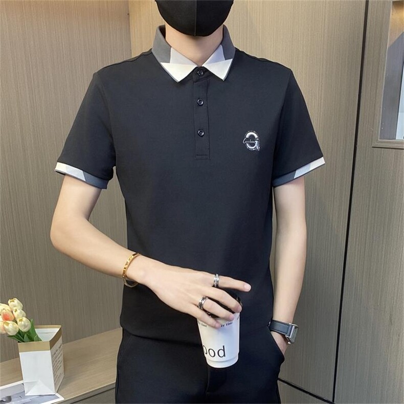 PL047-特P40控65社会小伙polo衫短袖男潮牌夏季新款休闲翻领t恤，男装T恤，电商D310B-1