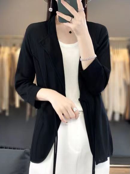 优雅气质盘扣羊毛衫百搭时尚秋冬新品柔软舒适显瘦外套,女装羊毛衫,牧雅羊绒