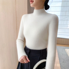 2025年秋季新款百搭女士七针半高领一线套头衫，女装羊绒衫，奥帆羊绒