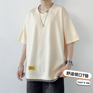 夏季短袖港风白墙休闲宽松潮牌百搭短袖T恤男TC3138RK01-P30控50图片
