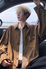 衬衫男秋季新款港风宽松大码灯芯绒扎染长袖衬衣CS3097-P42，男装衬衫，星座214-3