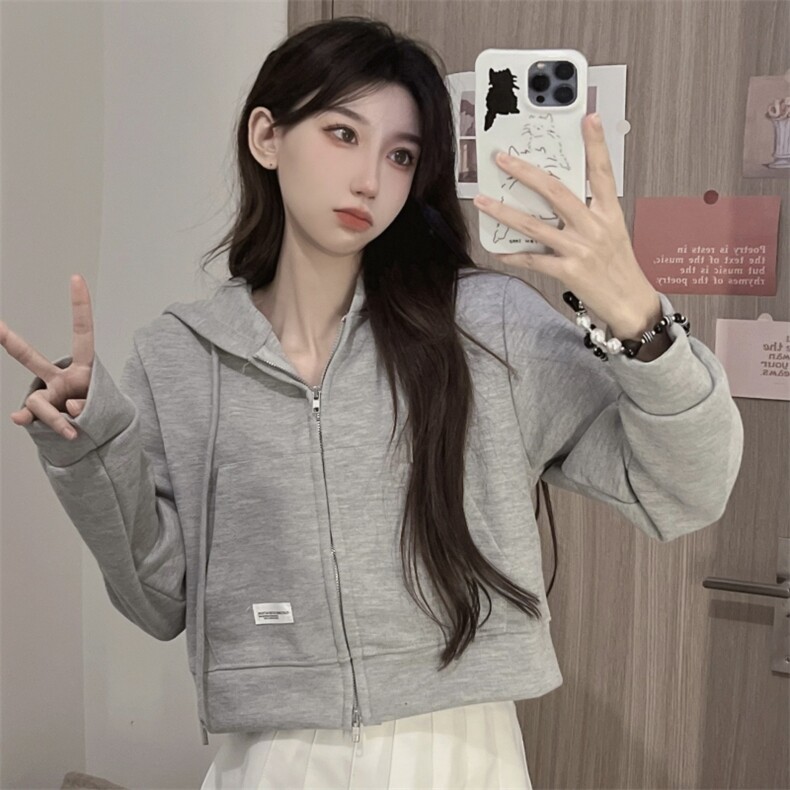 高腰短款潮牌卫衣设计感上衣秋冬韩版宽松情侣开衫卫衣E570-P40图片