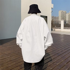 2023港风文艺撞色长袖衬衫男春秋宽松潮流衬衣，男装衬衫，星座716-4