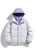 冬季青少年连帽假两件外套加绒加厚休闲简约棉衣棉服5303-P85，男装棉衣，电商B306