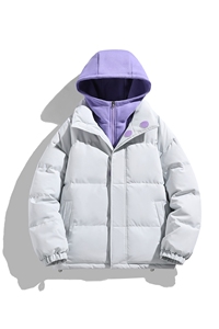 冬季青少年连帽假两件外套加绒加厚休闲简约棉衣棉服5303-P85图片