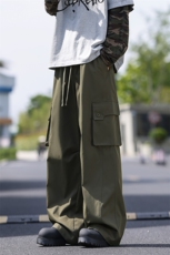 GENIOLAMODE美式潮牌大口袋工装裤子男春秋款青少年休闲宽松直筒，男装休闲裤，星座309（原A406）
