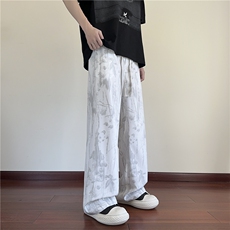 抖音品质夏季新款新中式冰丝宽松休闲裤B315-K25688-特p30控58，男装休闲裤，电商B315