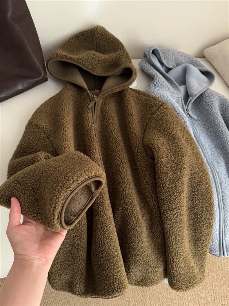 羊羔毛连帽外套130-GS06-P65成分100聚酯纤维,女装短外套,星座1302