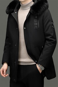 XL-PK213秋冬男士新款夹克可脱卸兔毛内胆大衣保暖派克服图片