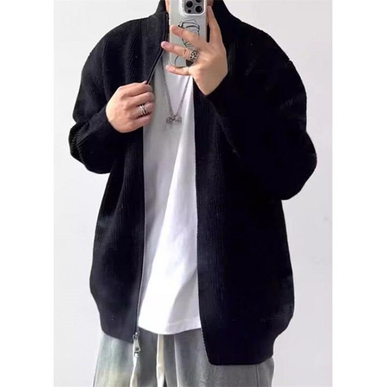 美式拉链开衫毛衣外套男款秋季痞帅高级感针织衫cleanfit立领夹克,男装T恤,星座1116A（原606A-3）