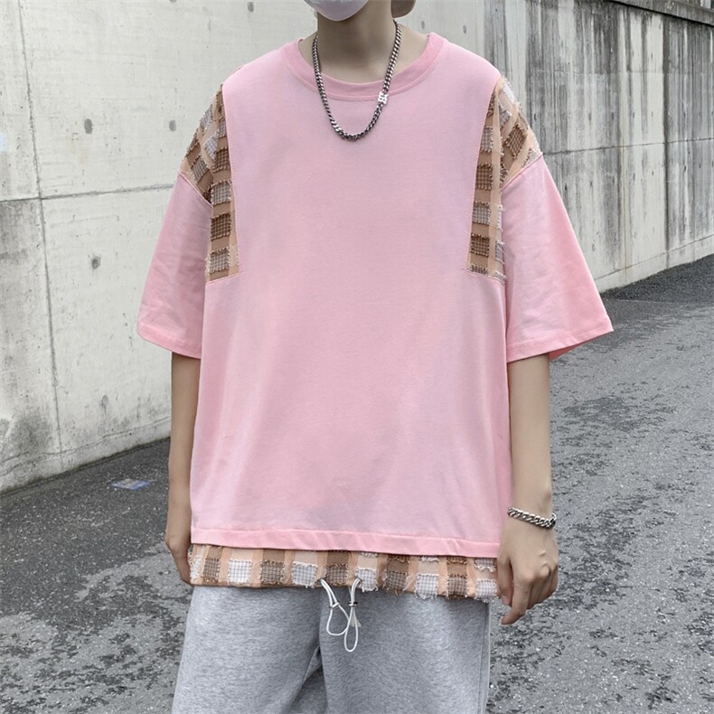 港风t恤男短袖2024新款百搭半袖衣服ins潮牌宽松五分袖体恤上衣,男装T恤,星座1013