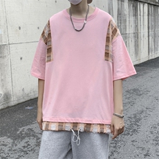 港风t恤男短袖2024新款百搭半袖衣服ins潮牌宽松五分袖体恤上衣，男装T恤，星座1013