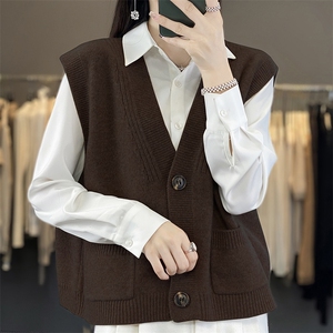 2025年秋季常规通勤三粒扣马甲时尚百搭，女装马甲，伊绒腾羊绒