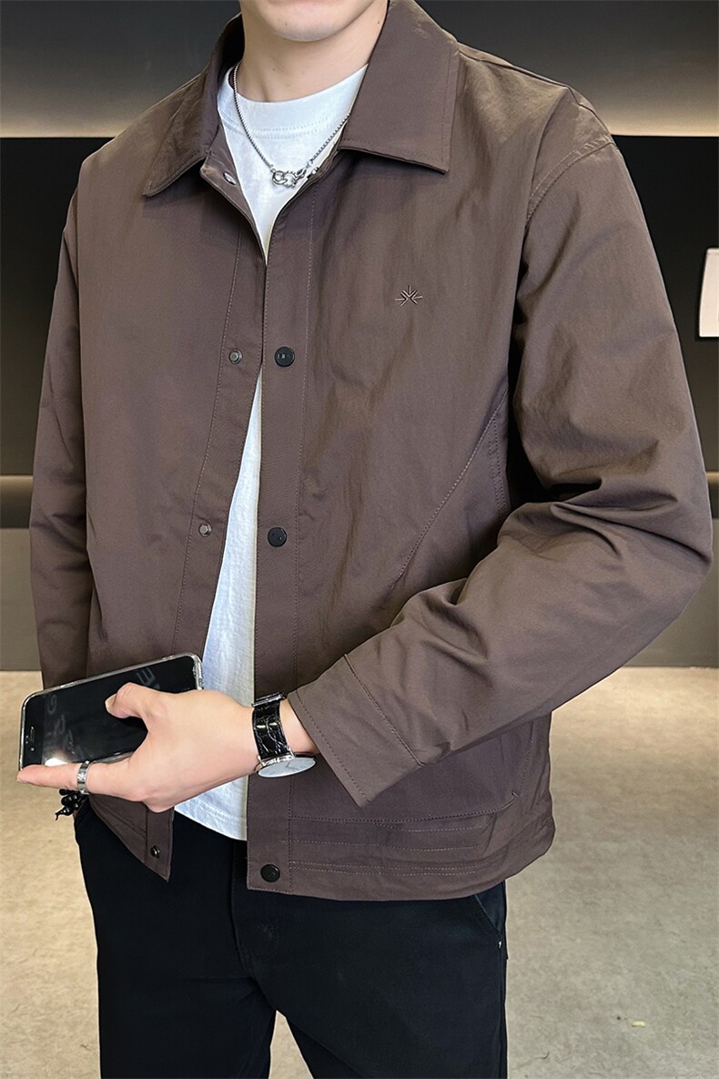 外套男款秋季2025新款翻领简约休闲百搭夹克C317-85216-P105,男装夹克,电商C317