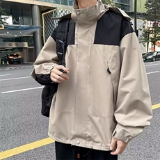 冲锋衣防水连帽夹克上衣卡其外套军绿色M--3XLW133，男装夹克，星座1116A-1（原606A）