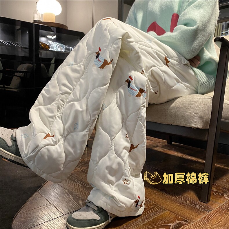 2025冬季新款潮流小狗满印加厚宽松棉裤B315-K882-特p45控88,男装休闲裤,电商B315