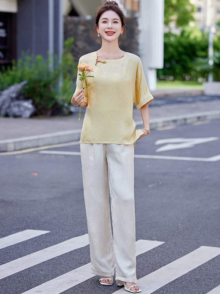 新中式国风时尚套装女2025年新款夏季复古洋气减龄改良旗袍两件件,女装套装/套裙,新依时派