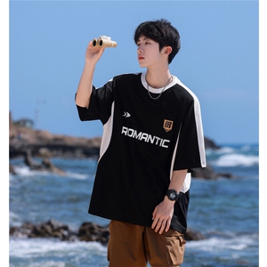 夏季新款拼接印花短袖T恤T3095 P45控58图片
