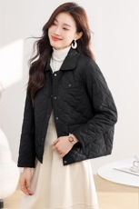 小香风翻领轻薄羽绒棉服女2024冬新款时尚宽松休闲保暖棉服小棉袄，女装棉衣/棉服，文熹诺