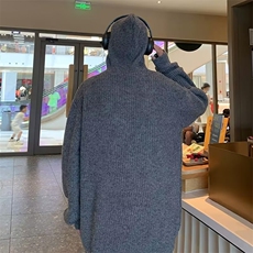 美式复古半拉链连帽毛衣男韩版纯色oversize痞帅针织衫外套M6515，男装针织衫/毛衣，星座601-2