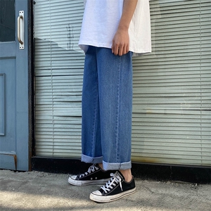 春夏简约牛仔裤 宽松直筒九分休闲裤男XZ707-KZ016-50图片