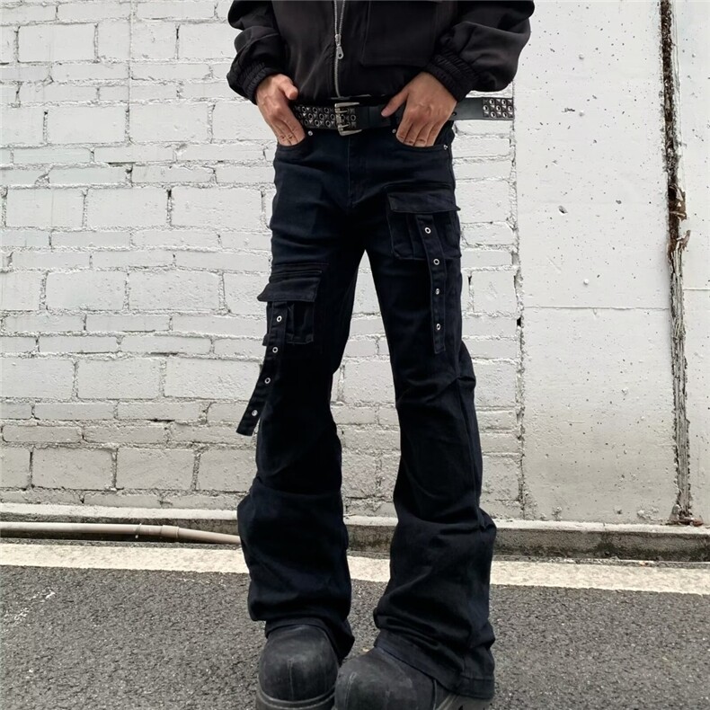 美式复古多口袋拉链工装裤男女高街潮牌cleanfit宽松直筒休闲长裤,男装工装外套,星座1210-1