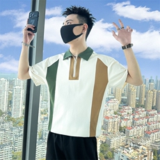 2024夏季新款拉链领口撞色拼接翻领POLO衫男短裤PL67-P58，男装Polo衫，电商A368